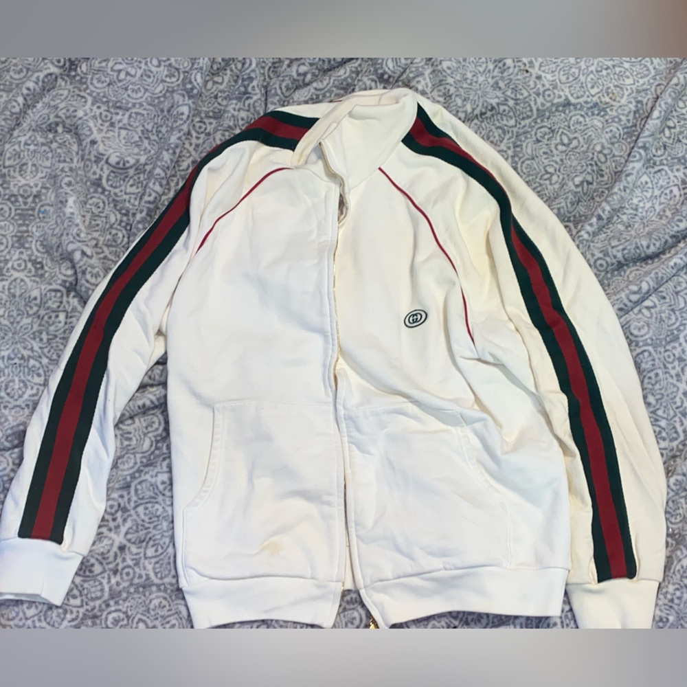GUCCI JERSEY ZIP-UP SWEATSHIRT WITH WEB